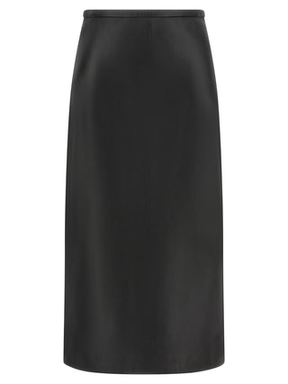 CO Black Lamb Leather Midi Skirt