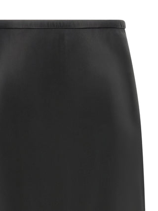 CO Black Lamb Leather Midi Skirt