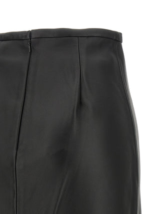 CO Black Lamb Leather Midi Skirt