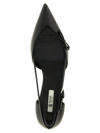Prada Black Goatskin Mid Heel Pumps