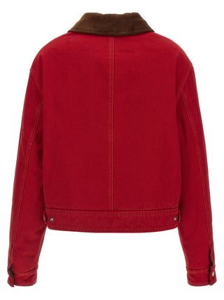 Ami Paris Red Cotton Biker Jacket