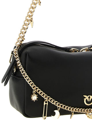 PINKO Black Lambskin Shoulder Bag