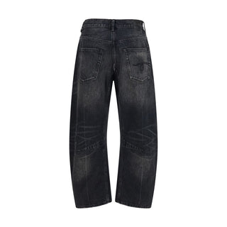 R13 Black Cotton Boyfriend Jeans