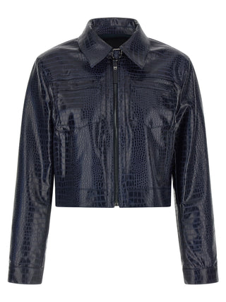 PINKO Blue Viscose Leather Jacket