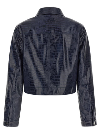 PINKO Blue Viscose Leather Jacket