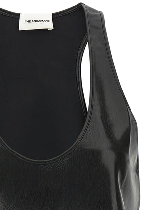 The Andamane Black Polyester Sleeveles T-Shirt