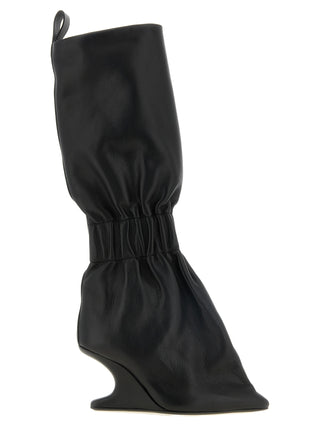 Rick Owens Black Calfskin Over The Knee