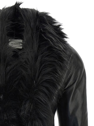 The Andamane Black Polyester Leather Jacket