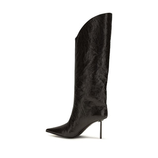 LE SILLA Black Calf Leather Bos Taurus High Heel Boots
