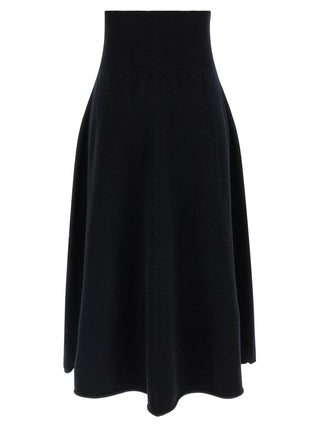 Extreme Cashmere Black Cashmere Midi Skirt