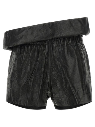 Rick Owens Black Lamb Leather Bermuda Shorts