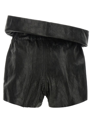 Rick Owens Black Lamb Leather Bermuda Shorts
