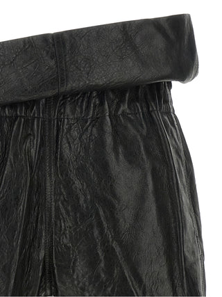 Rick Owens Black Lamb Leather Bermuda Shorts