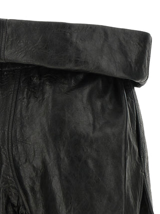 Rick Owens Black Lamb Leather Bermuda Shorts