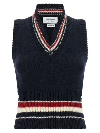 Thom Browne Blue Wool Sleeveless Jacket