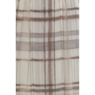 Brunello Cucinelli Beige Silk Midi Skirt