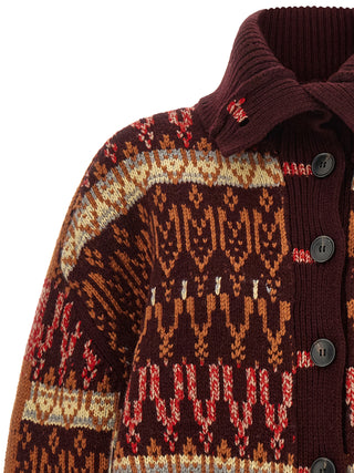 Dries Van Noten Bordeaux Wool Cardigan