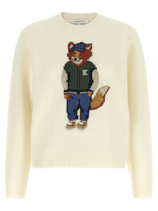 Maison Kitsuné White Wool Cardigan
