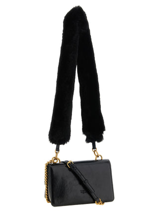 PINKO Black Calfskin Shoulder Bag
