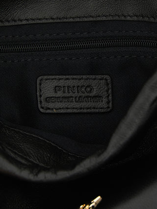 PINKO Black Lambskin Shoulder Bag
