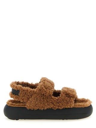 Moon Boot Brown Lambskin Flat Sandals