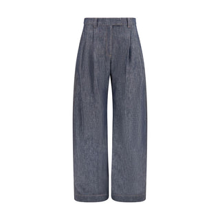 Brunello Cucinelli Blue Cotton High-Waisted Jean
