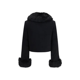 Self-Portrait Black Wool Oves Aries Full-Length Jacket