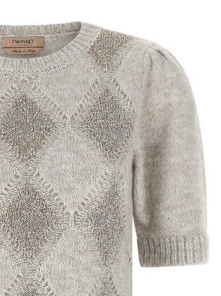 Twinset Gray Marabou Cardigan