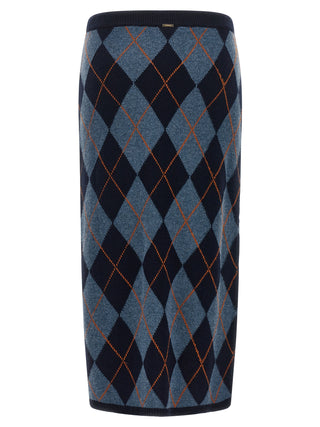 Twinset Blue Viscose Midi Skirt