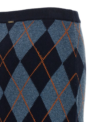Twinset Blue Viscose Midi Skirt