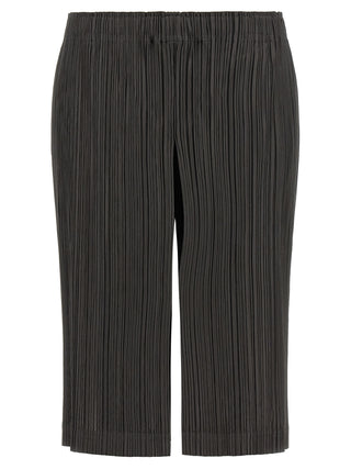 PLEATS PLEASE ISSEY MIYAKE Gray Polyester Bermuda Shorts
