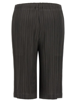PLEATS PLEASE ISSEY MIYAKE Gray Polyester Bermuda Shorts