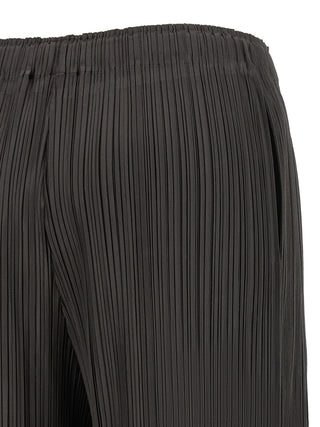PLEATS PLEASE ISSEY MIYAKE Gray Polyester Bermuda Shorts