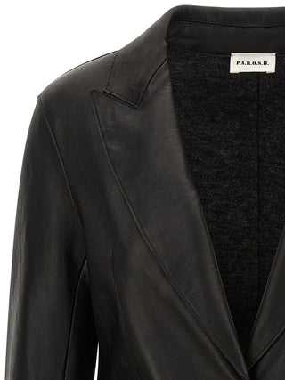 P.A.R.O.S.H. Black Lamb Leather Blazer