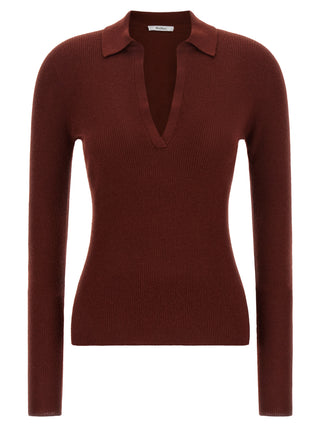 Max Mara Bordeaux Cashmere Polo Shirt