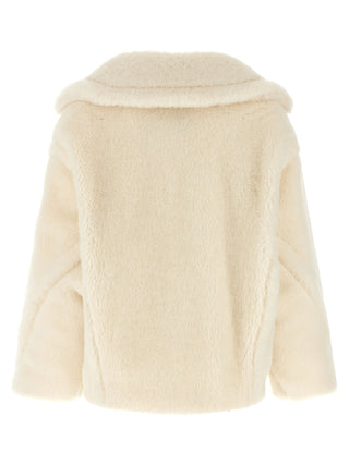 Max Mara White Alpaca Leather Coat