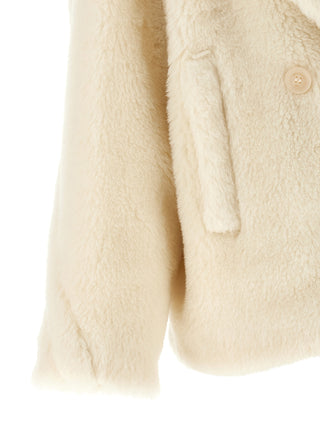 Max Mara White Alpaca Leather Coat