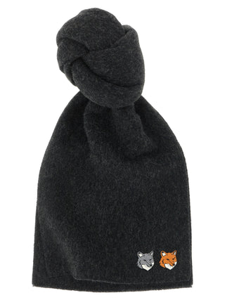 Maison Kitsuné Gray Virgin Wool Scarf