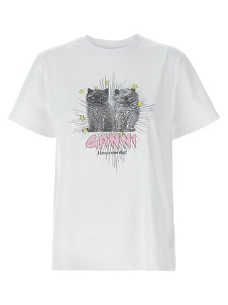 Ganni White Cotton T-Shirt