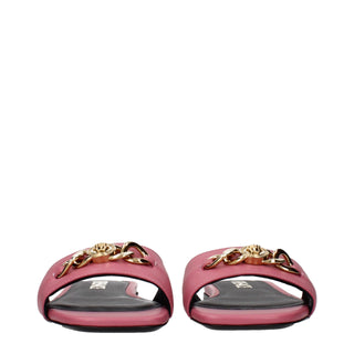 Versace Pink Leather Slippers