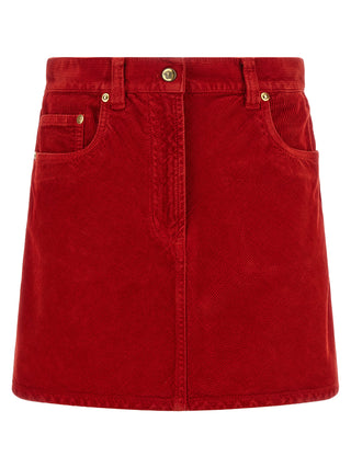 Versace Red Cotton Long Skirt