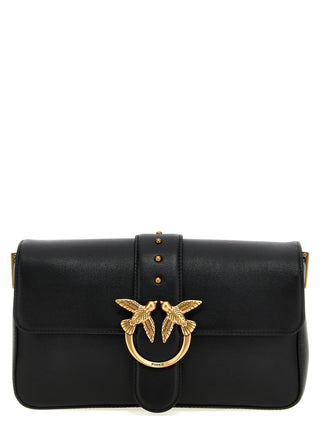 PINKO Black Calfskin Shoulder Bag