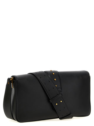 PINKO Black Calfskin Shoulder Bag