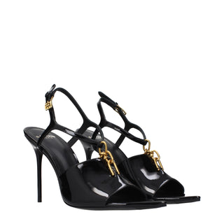 Balmain Black Leather Stiletto Heel Sandals
