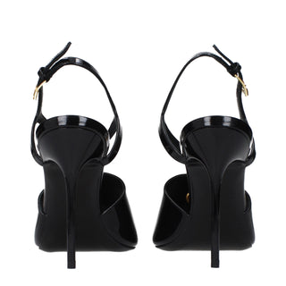 Balmain Black Leather Stiletto Heel Sandals