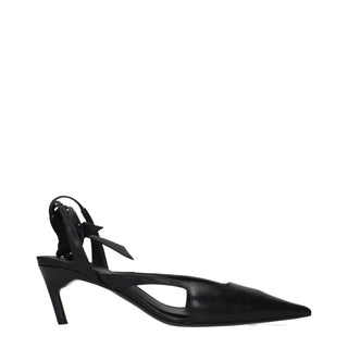 The Attico Black Leather High Heel Pumps
