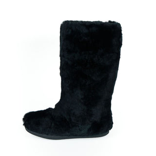 Mr&Mrs Italy Black Rabbit Fur Women Shoe