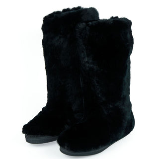 Mr&Mrs Italy Black Rabbit Fur Women Shoe