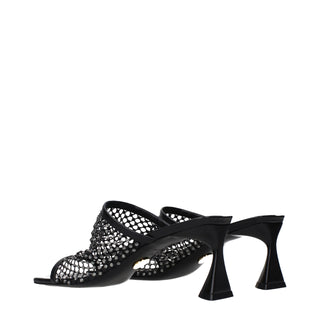 Stella McCartney Black Leather Stiletto Heel Sandals