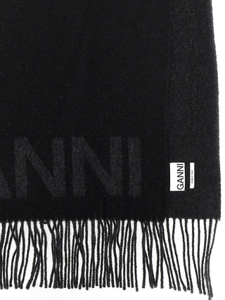 Ganni Black Wool Scarf